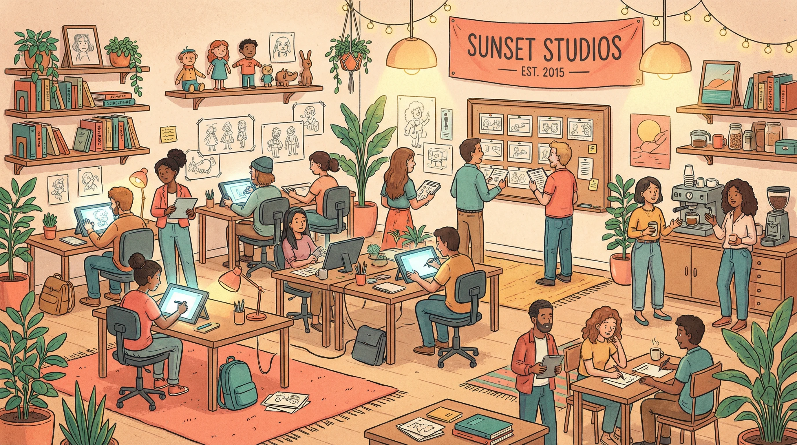 h动漫 - 独立h动漫短片展映平台 | 支持原创，为爱发电创始团队在动画工作室中的合影